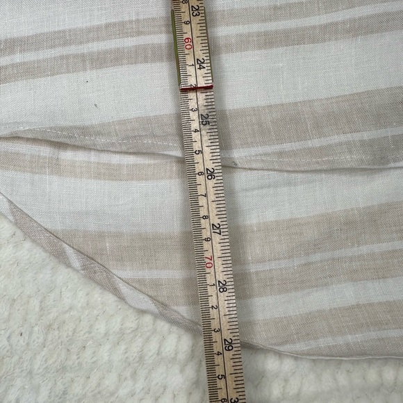 Ellen Tracy striped women's top 100% Linen collared long sleeve Sz L - Picture 4 of 8